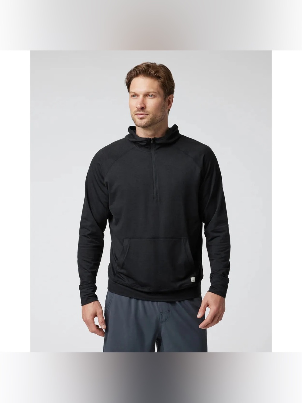 Vuori Ponto Performance Half Zip Hoodie black heather Men's M  NWT DreamKnit
